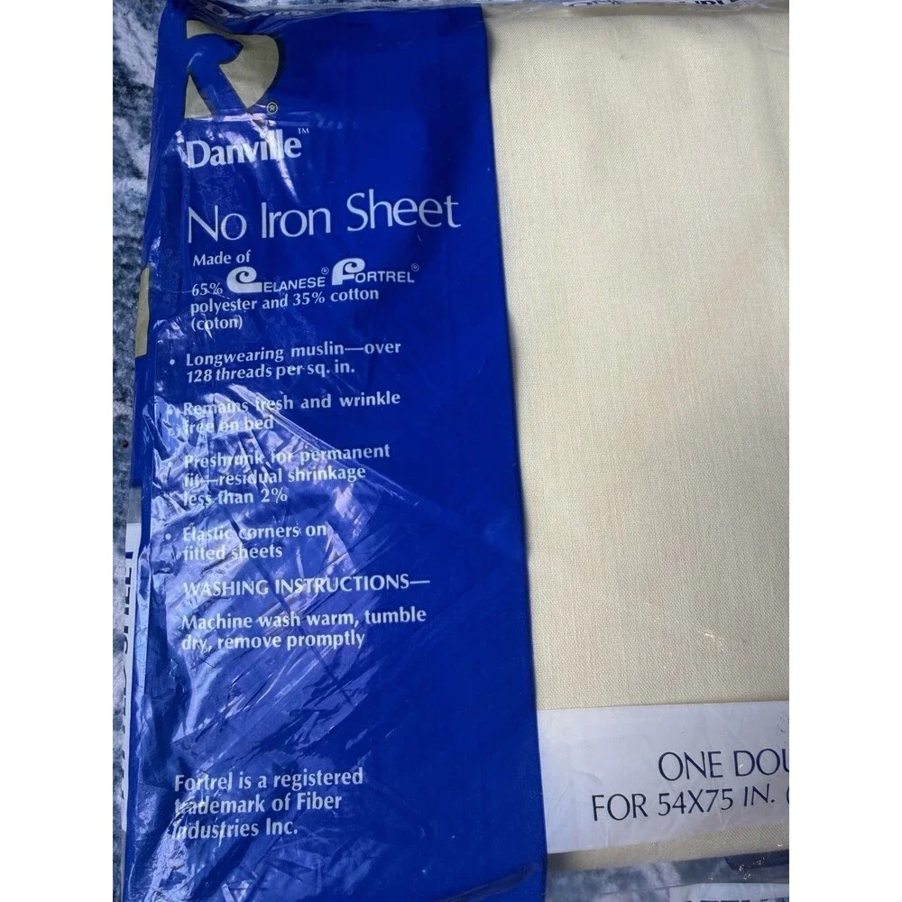 Vintage Dan River Fitted and Flat Yellow No-Iron Cotton Blend Double Sheet Set